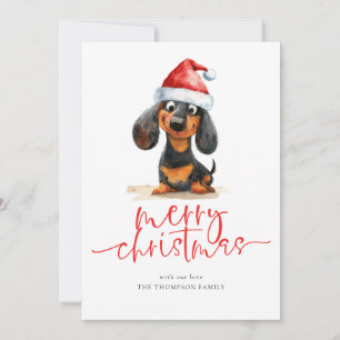 Cartão De Festividades Dachshund Santa Hat 2026 Calendário Feliz Natal