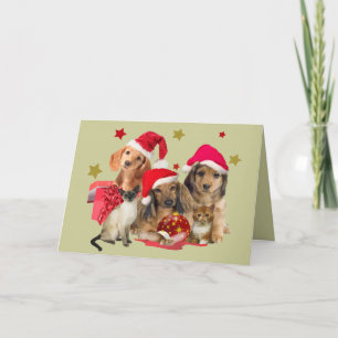 Cartão De Festividades Dachshund Santa Paw Greeting Cards