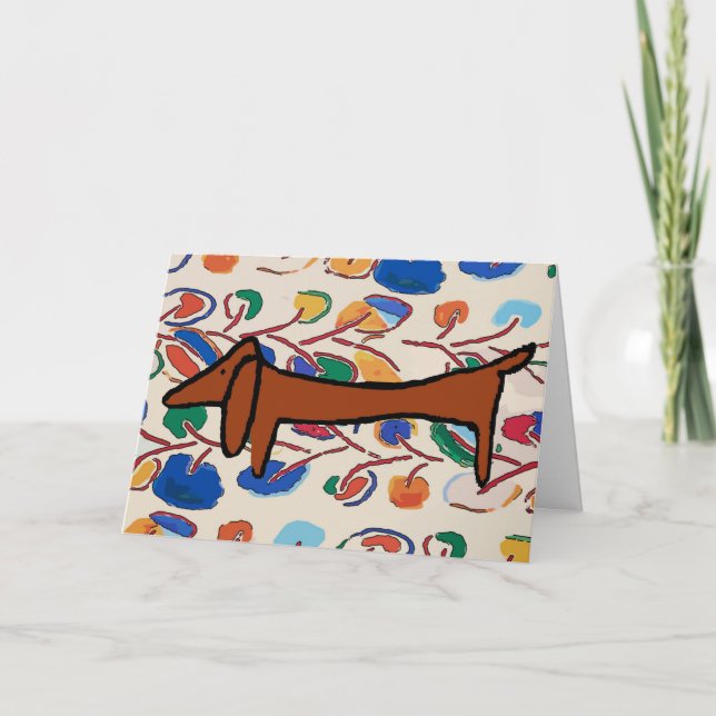 Cartão De Festividades Dachshund Saudações (Frente)