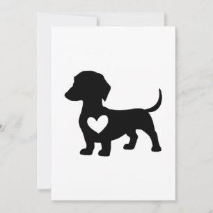 Cartão De Festividades Dachshund Silhouette com Coração