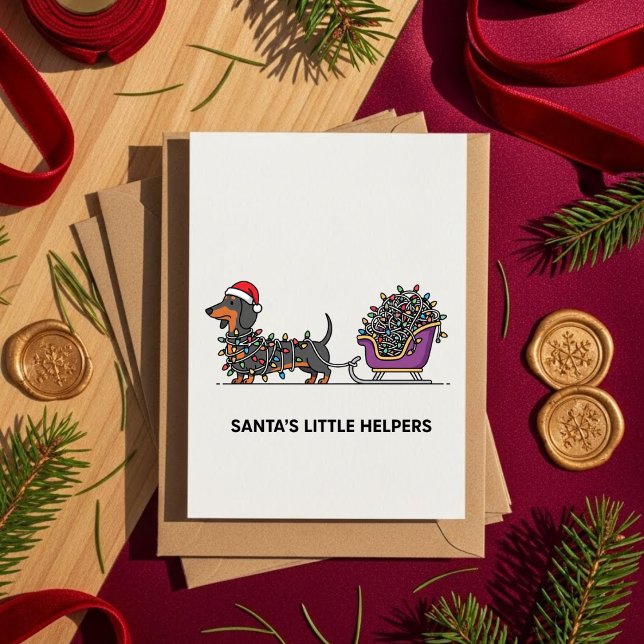 Cartão De Festividades Dachshund Sleigh Ride Funny Christmas Dog Card (Criador carregado)