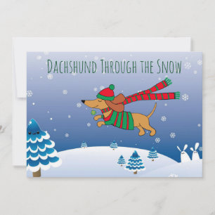 Cartão De Festividades Dachshund Snow Matte 5" x 7", Envelope Branco Inc.
