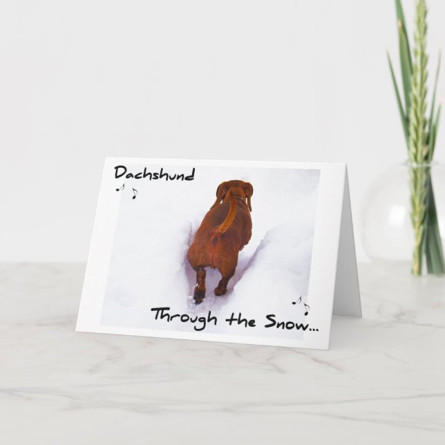 Cartão De Festividades Dachshund Through Snow Dashing Through the Snow (Frente)