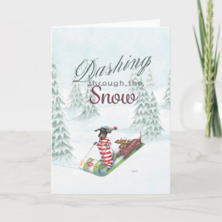 Cartão De Festividades Dachshund through the snow Christmas Card