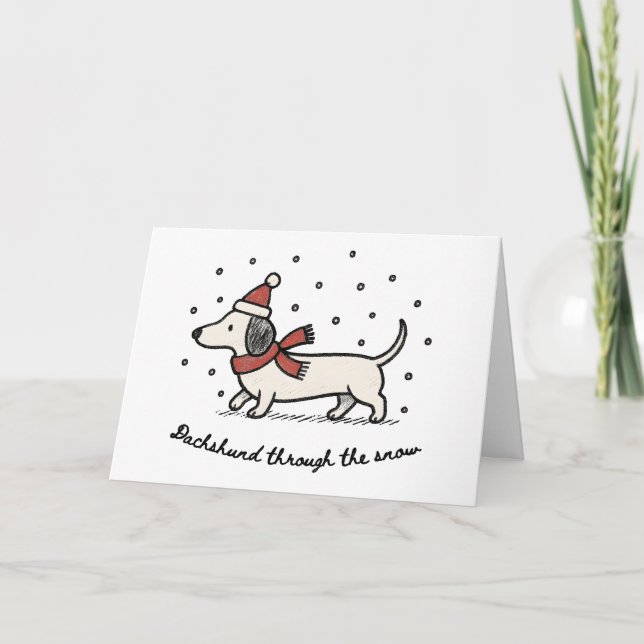 Cartão De Festividades Dachshund Through the Snow - Funny Christmas Card (Frente)