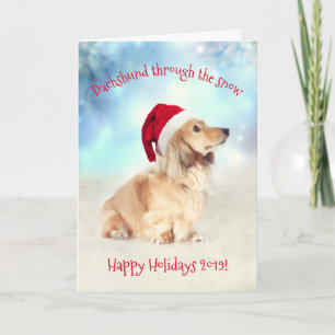 Cartão De Festividades Dachshund through the snow Happy Holidays! Card