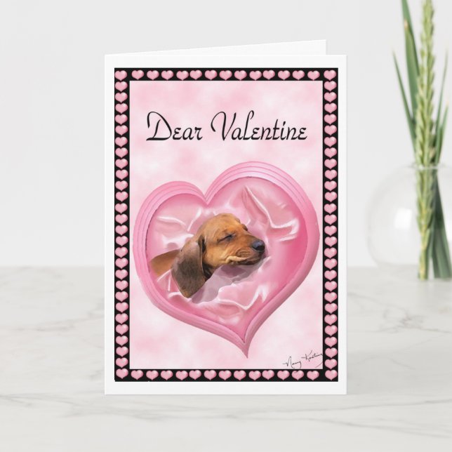Cartão De Festividades Dachshund Valentine's Day Card (Frente)