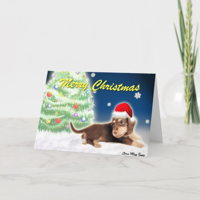 Cartão De Festividades Dachshund Xmas Tree Christmas Card (Frente)