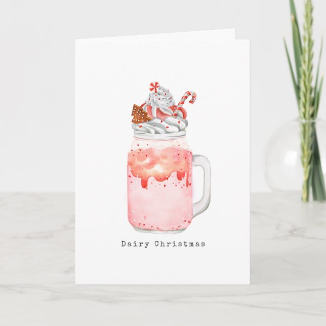 Cartão De Festividades Dairy Christmas Peppermint Mason Jar Milkshake   (Frente)