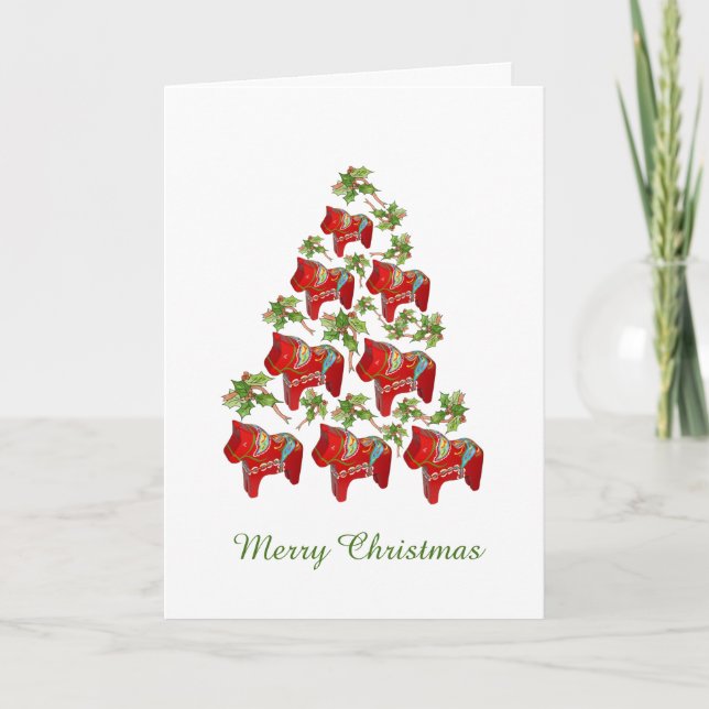 Cartão De Festividades Dala Horse Thinking of You Christmas Card (Frente)