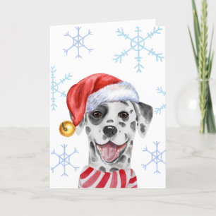 Cartão De Festividades Dálmata de Natal Pet Chapéu Cachecol Cão Divertido