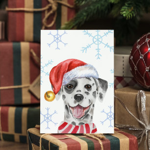 Cartão De Festividades Dálmata de Natal Pet Chapéu Cachecol Xmas Cachorro