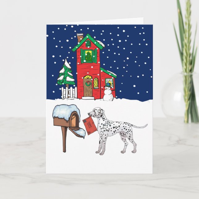 Cartão De Festividades Dalmatian Christmas Mail (Frente)