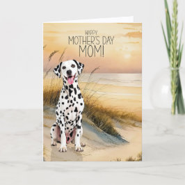 Cartão De Festividades Dalmatian Dog Sunset Beach Mother's Day