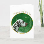 Cartão De Festividades Dalmatian (liver) Peace<br><div class="desc">Peace on Earth. Show your reason for the season with your Dalmatian in this unique dog design accented with green and gold. Goes great on an ornament,  greeting card or sticker.</div>
