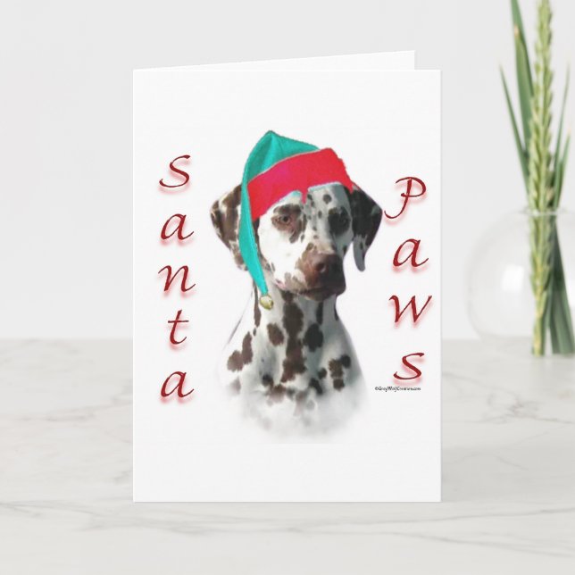 Cartão De Festividades Dalmatian (liver) Santa Paws (Frente)