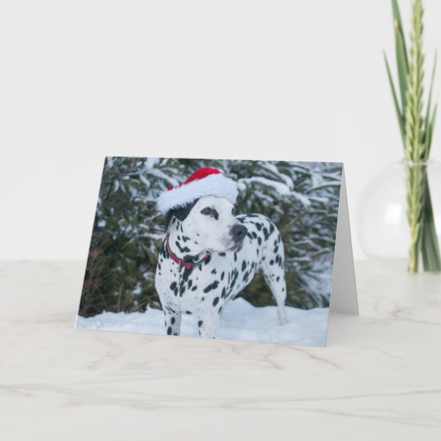 Cartão De Festividades Dalmatian Santa Greeting Card (Frente)