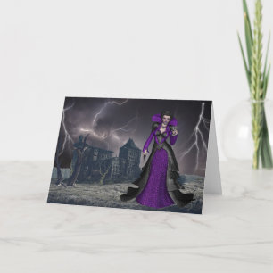 Cartão De Festividades Dama do Halloween da Mansão
