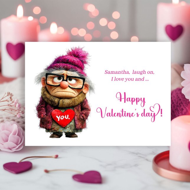 Cartão De Festividades Dama Mal-Humorada e Engraçada Trazendo Sass no Dia (Funny Grumpy Lady Bringing Sass Valentine

)