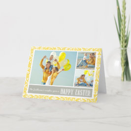 Cartão De Festividades Damasco Amarelo | Placa de Felz pascoa de Colagem