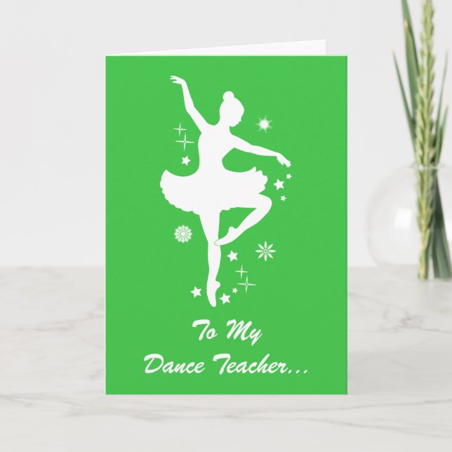 Cartão De Festividades Dance Teacher Happy Holidays Ballerina Silhouette (Frente)