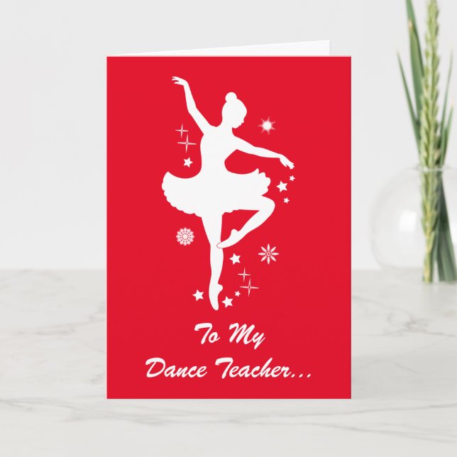 Cartão De Festividades Dance Teacher Happy Holidays Ballerina Silhouette (Frente)