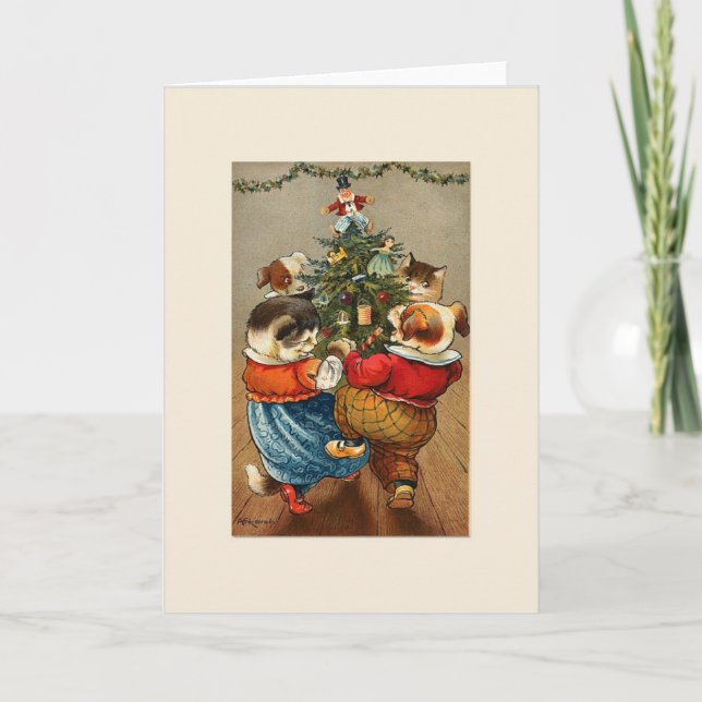 Cartão De Festividades Dancing around the Christmas Tree- christmas card (Frente)