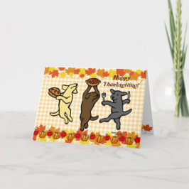 Cartão De Festividades Dancing Labrador Trio Thanksgiving