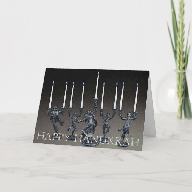 Cartão De Festividades Dancing Menorah Hanukkah Card (Frente)