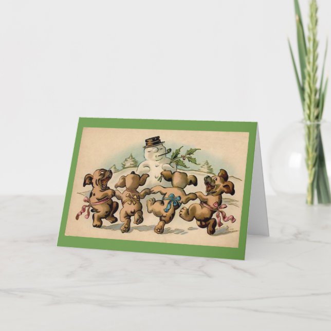 Cartão De Festividades Dancing Puppies (Frente)