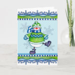 Cartão De Festividades Dancing Snowman - Greeting Card<br><div class="desc">A winter season greeting card of a dancing snowman.</div>