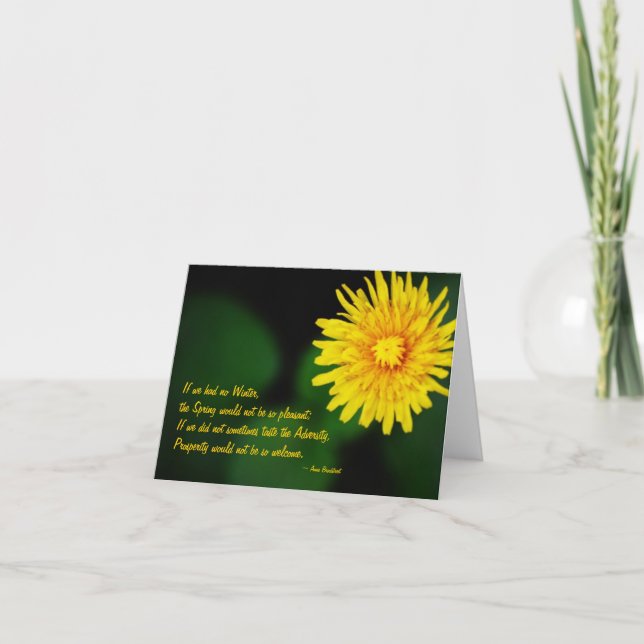 Cartão De Festividades Dandelion Flower Anne Bradstreet Quote Note Card (Frente)