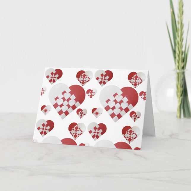 Cartão De Festividades Danish Christmas Hearts (Frente)