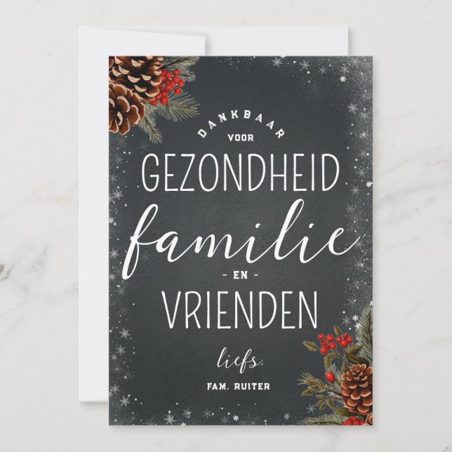 Cartão De Festividades Dankbaar Gezondheid Familie Vrienden Kerstmis (Frente)