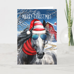 Cartão De Festividades Dapple Gray Horse Engraçado MAREy Natal