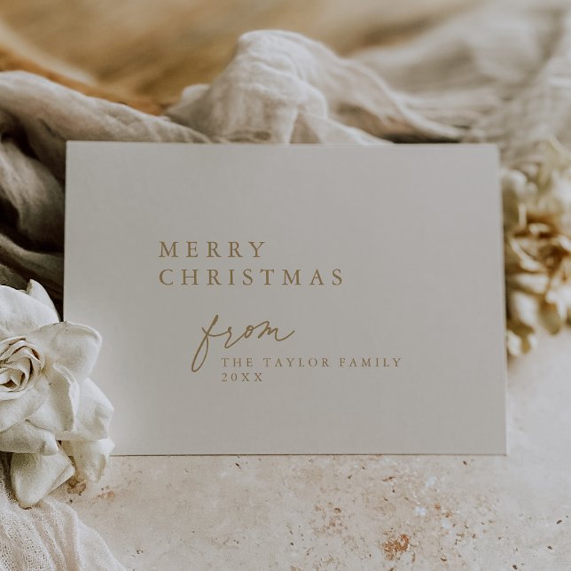 Cartão De Festividades DARCY Dourado Único Boho DIY Moderno Feliz Natal (DARCY Gold Unique Boho DIY Modern Merry Christmas Holiday Card)