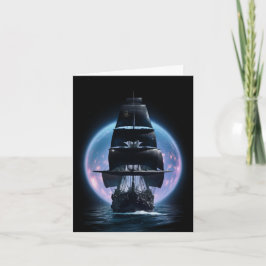 Cartão De Festividades Dark Fantasy Velejando Navio Bon Voyage Card