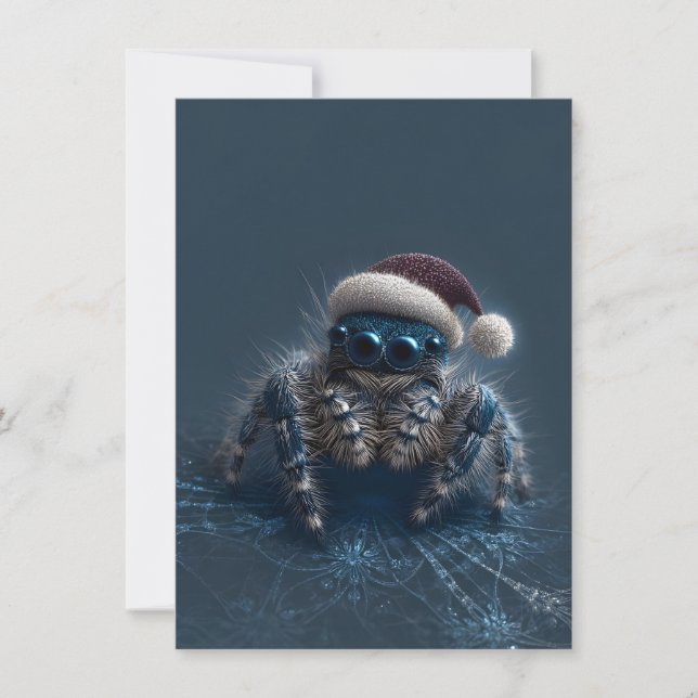 Cartão De Festividades Dark Jumping Spider Christmas Cards (Frente)