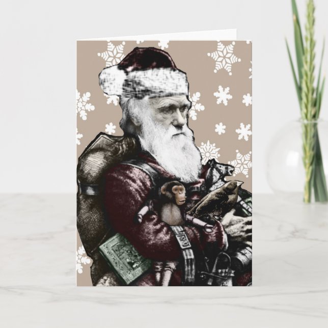Cartão De Festividades Darwin Atheist Christmas Card (Color) (Frente)