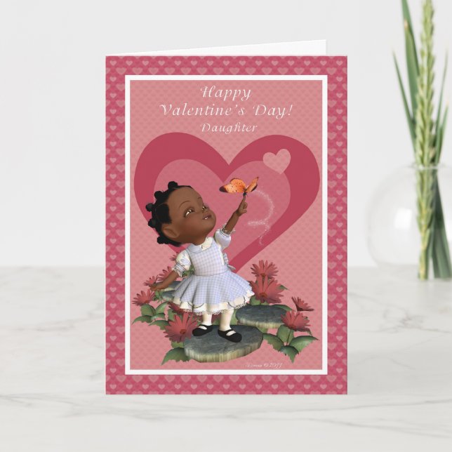 Cartão De Festividades Daughter Butterfly Girl Valentine's Day Card (Frente)