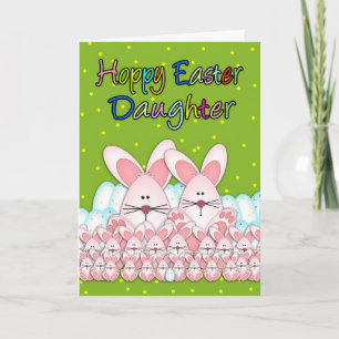 Cartão De Festividades Daughter Easter Card With Easter Bunnies And Eggs,