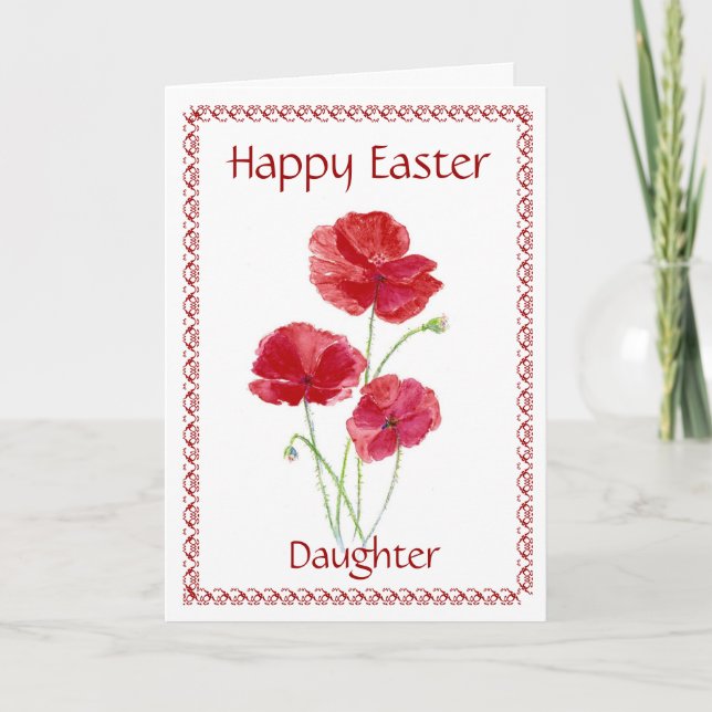 Cartão De Festividades Daughter Happy Easter Flower, Poppy (Frente)