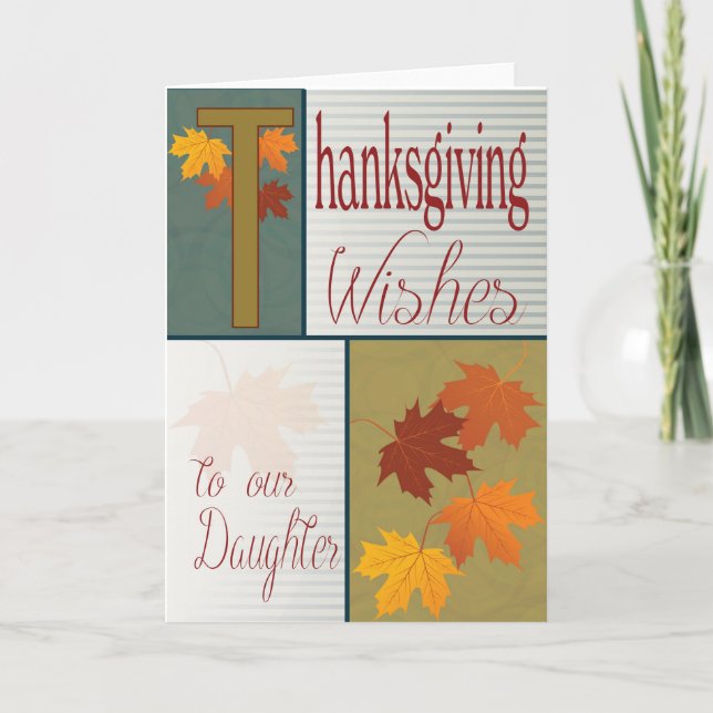 Cartão De Festividades Daughter's Colorful Leafs Thanksgiving Card (Frente)