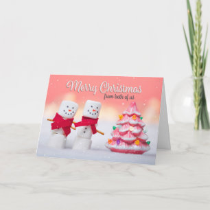 Cartão De Festividades De Ambos Feliz Natal Homem de Neve de Marshmallow 