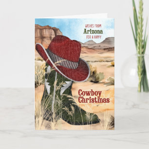 Cartão De Festividades de Bota Western de Natal do Cowboy do Arizona