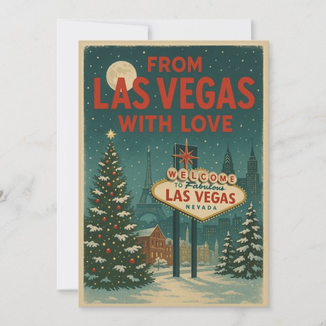Cartão De Festividades De Las Vegas Com O Prato De Natal (Frente)
