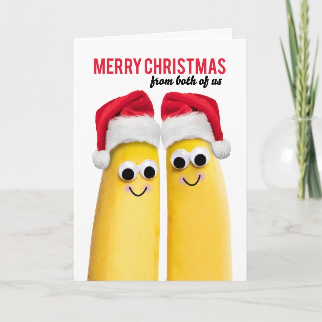Cartão De Festividades De Nós Dois Feliz Natal Bananas Divertidas (Frente)