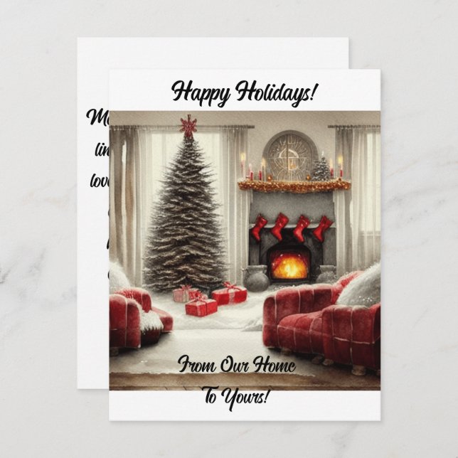 Cartão De Festividades De Nossa Casa Para a Sua (Frente/Verso)