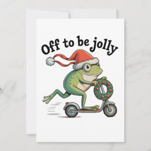 Cartão De Festividades De Olho na Folia Natal Xmas Sapo Engraçado Scooter