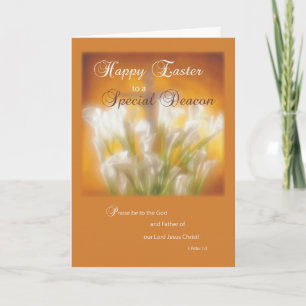 Cartão De Festividades Deacon Happy Easter Lilies with Cross